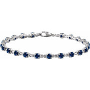 14K White Lab-Grown Blue Sapphire 7 1/4' Line Bracelet