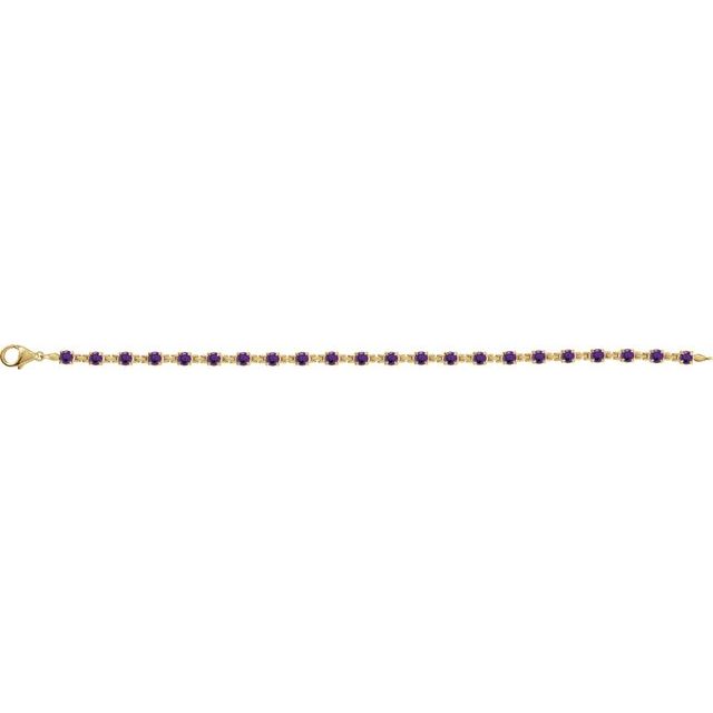 14K Yellow Natural Amethyst 7 1/4' Line Bracelet