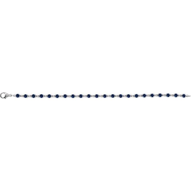 14K White Lab-Grown Blue Sapphire 7 1/4' Line Bracelet