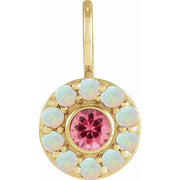14K Yellow Natural Pink Spinel & Natural White Opal Halo-Style Charm/Pendant