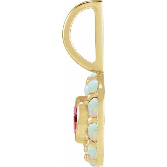 14K Yellow Natural Pink Spinel & Natural White Opal Halo-Style Charm/Pendant
