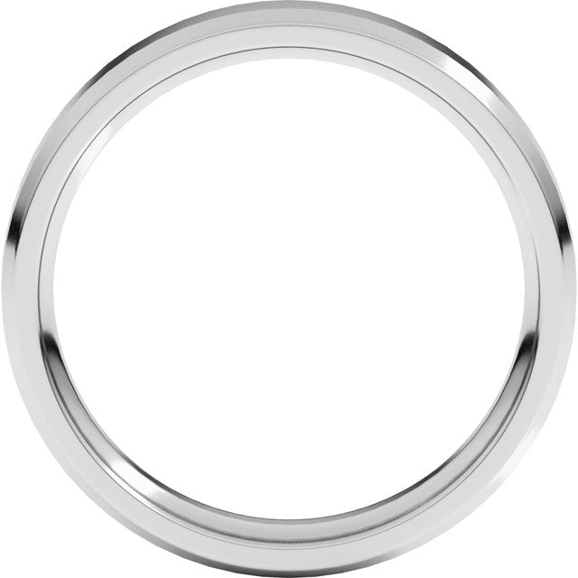 14k White 4 Mm Beveled-edge Comfort-fit Band Size 8.5