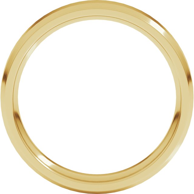 14k Yellow 4 Mm Beveled-edge Comfort-fit Band Size 9