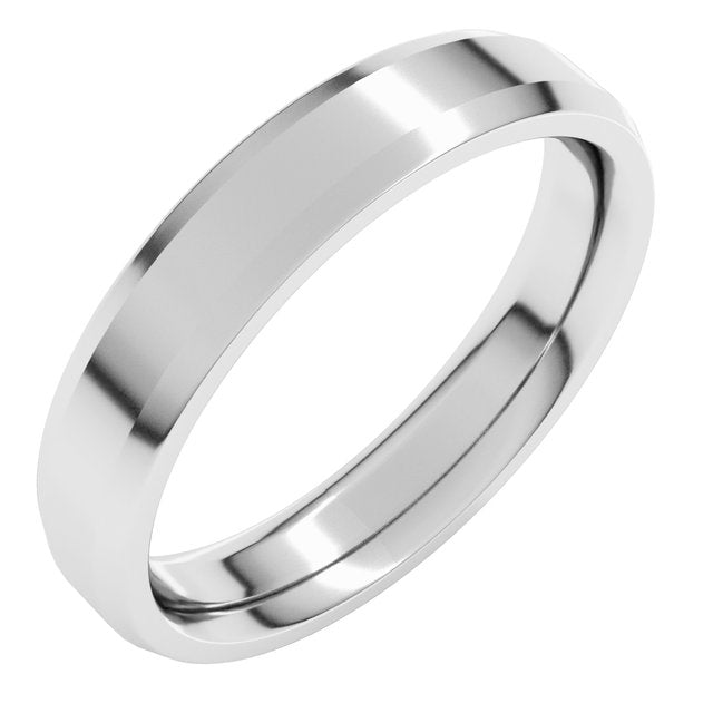 14k White 4 Mm Beveled-edge Comfort-fit Band Size 8.5