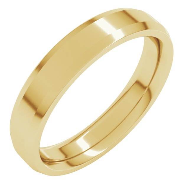 14k Yellow 4 Mm Beveled-edge Comfort-fit Band Size 9