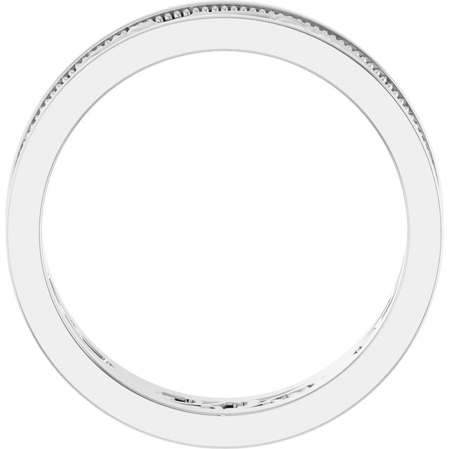 14K White 6.4 mm Floral Band Size 10