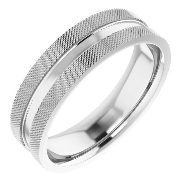 Sterling Silver 6 mm Knurled Patterned Band Size 9