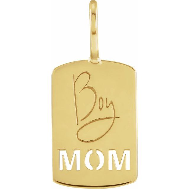 14K Yellow Boy Mom Charm/Pendant