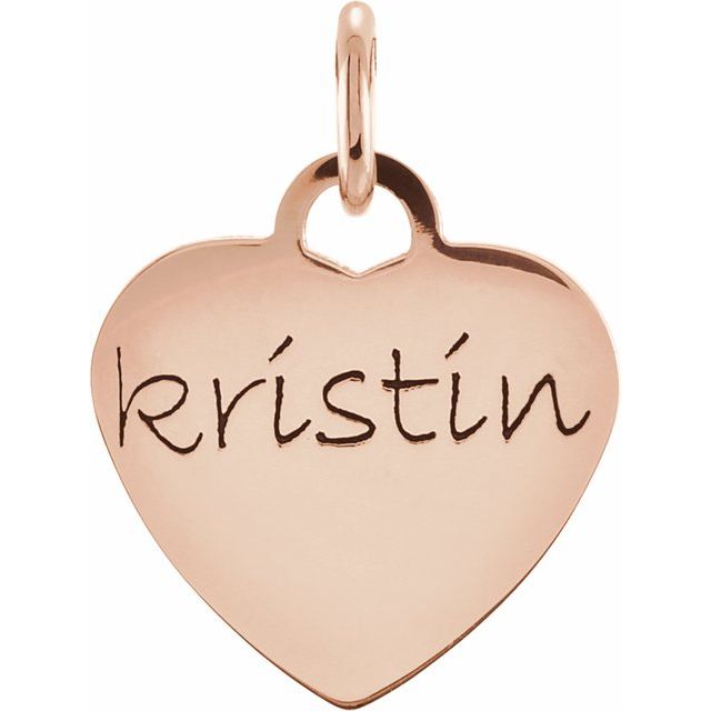 14K Rose Posh Mommy® Engravable Small Heart Pendant