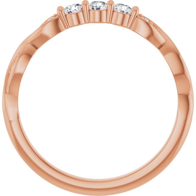 14K Rose 1/5 CTW Natural Diamond Three-Stone Anniversary Band