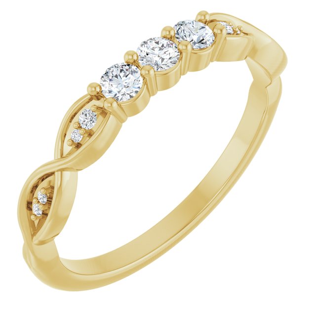 14K Yellow 1/5 CTW Natural Diamond Three-Stone Anniversary Band