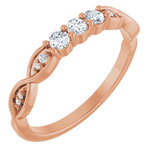 14K Rose 1/5 CTW Natural Diamond Three-Stone Anniversary Band