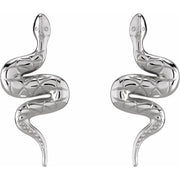 14K White Pair Snake Friction Back Earring