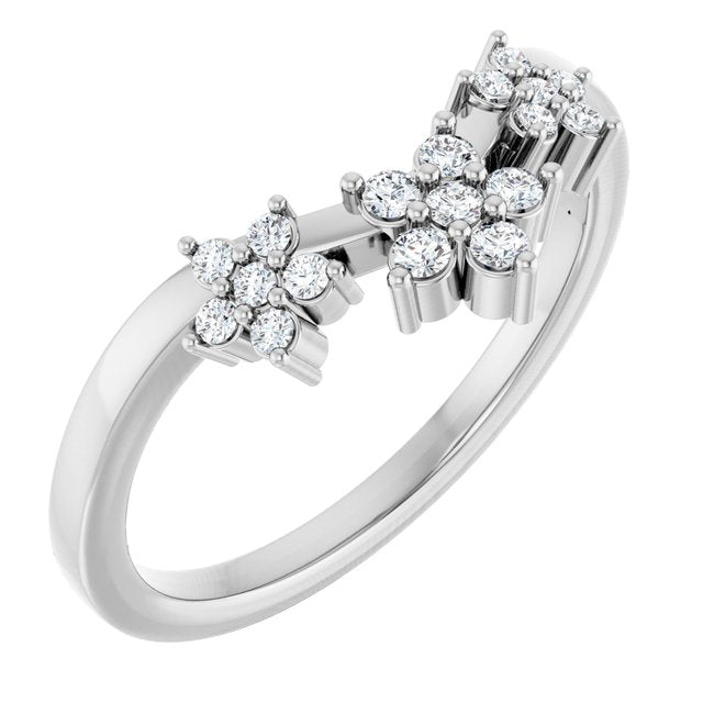 14k White 1/6 Natural Diamond Contour Band