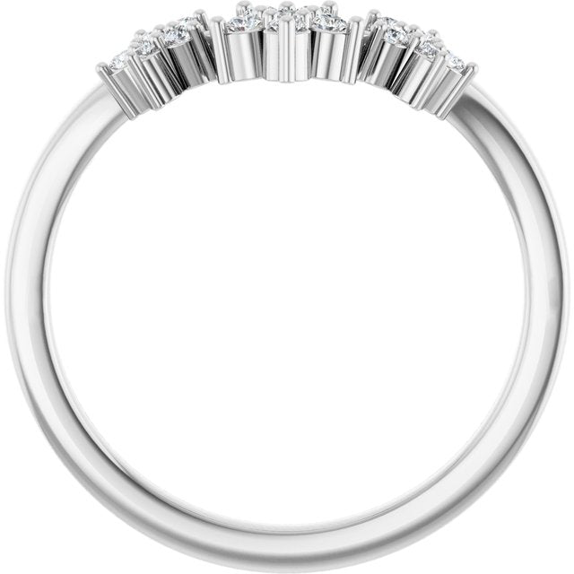 14k White 1/6 Natural Diamond Contour Band