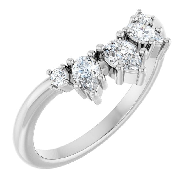 14K White 3/8 CTW Natural Diamond Contour Band