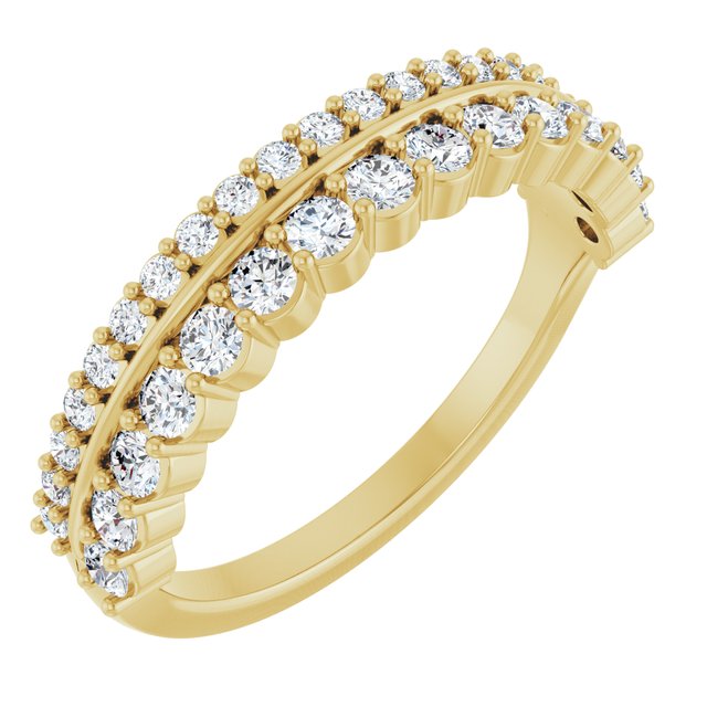 14K Yellow 5/8 CTW Natural Diamond Double Row Anniversary Band