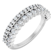 14k White 5/8 Ctw Natural Diamond Double Row Anniversary Band