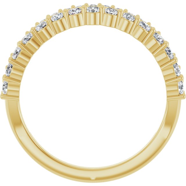 14K Yellow 5/8 CTW Natural Diamond Double Row Anniversary Band