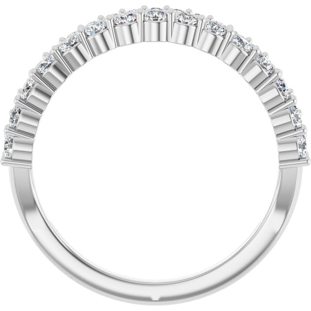14k White 5/8 Ctw Natural Diamond Double Row Anniversary Band