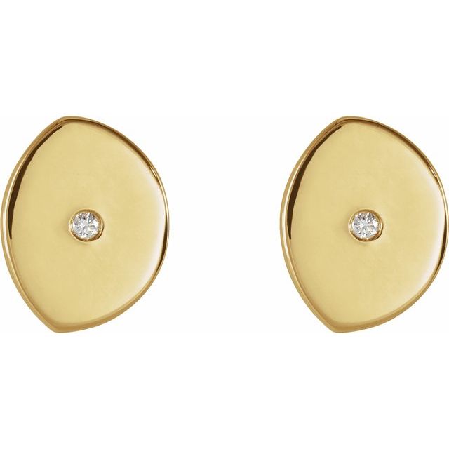 14K Yellow .0025 CT Natural Diamond Gibbous Moon Phase Earring