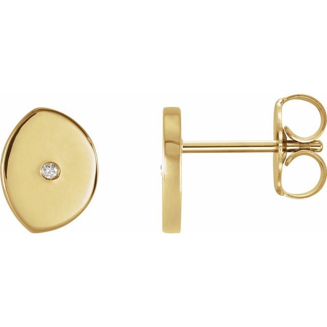 14K Yellow .0025 CT Natural Diamond Gibbous Moon Phase Earring