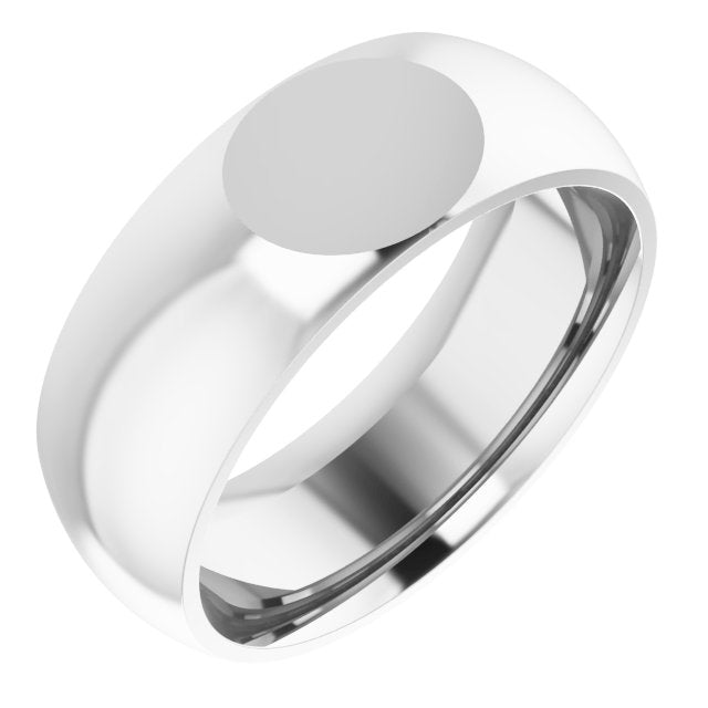 14K White 8 mm Signet Band Size 11