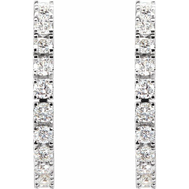 14K White 1 CTW Natural Diamond 20.5 mm Hoop Earrings