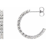 14K White 1 CTW Natural Diamond 20.5 mm Hoop Earrings