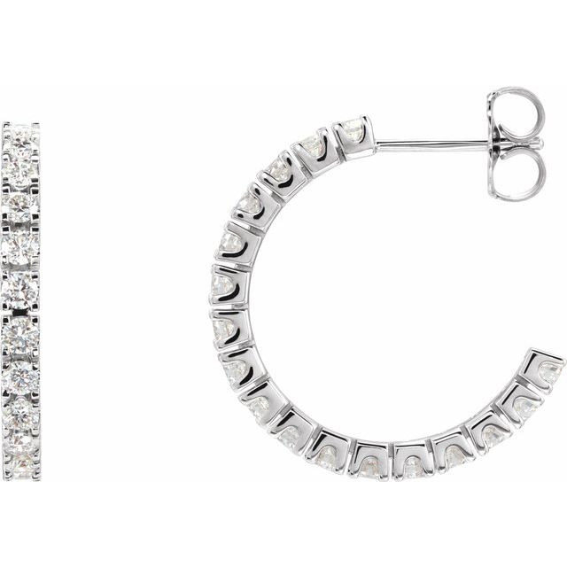 14K White 1 CTW Natural Diamond 20.5 mm Hoop Earrings