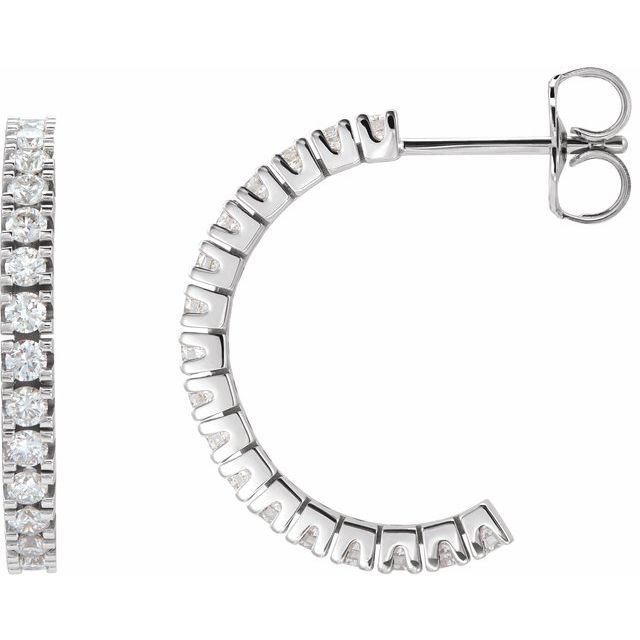 14K White 1/2 CTW Natural Diamond 17.6 mm Hoop Earrings