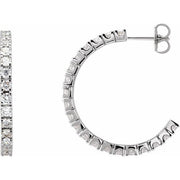 14K White 2 1/5 CTW Lab-Grown Diamond 27.7 mm Hoop Earrings