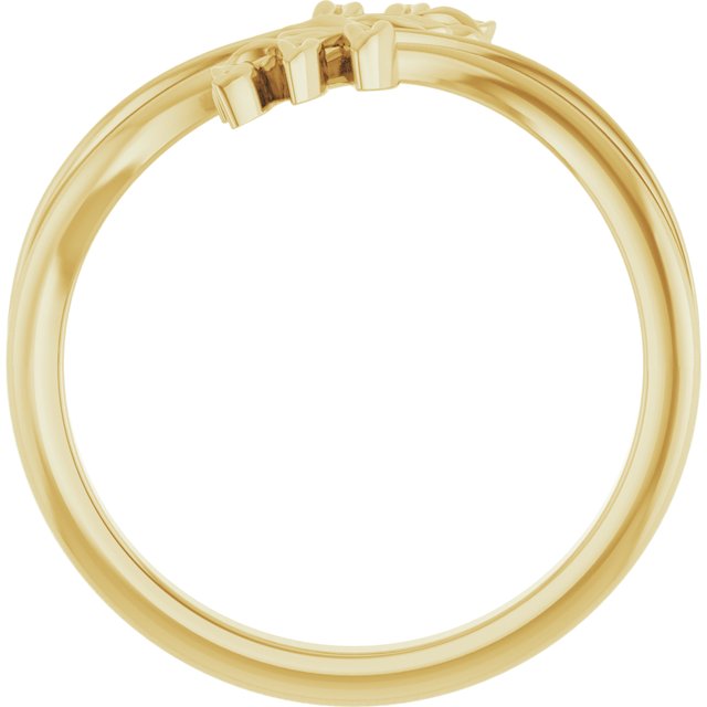 14K Yellow Leaf Bypass Ring