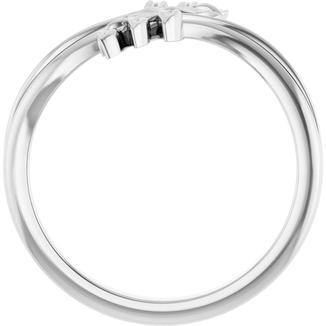 14K White Leaf Bypass Ring