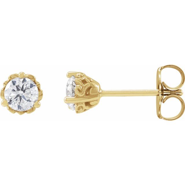 14K Yellow 1/2 CTW Lab-Grown Diamond Vintage-Inspired Earrings