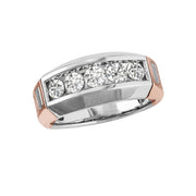Gents Two Tone 5 Stone Diamond Band