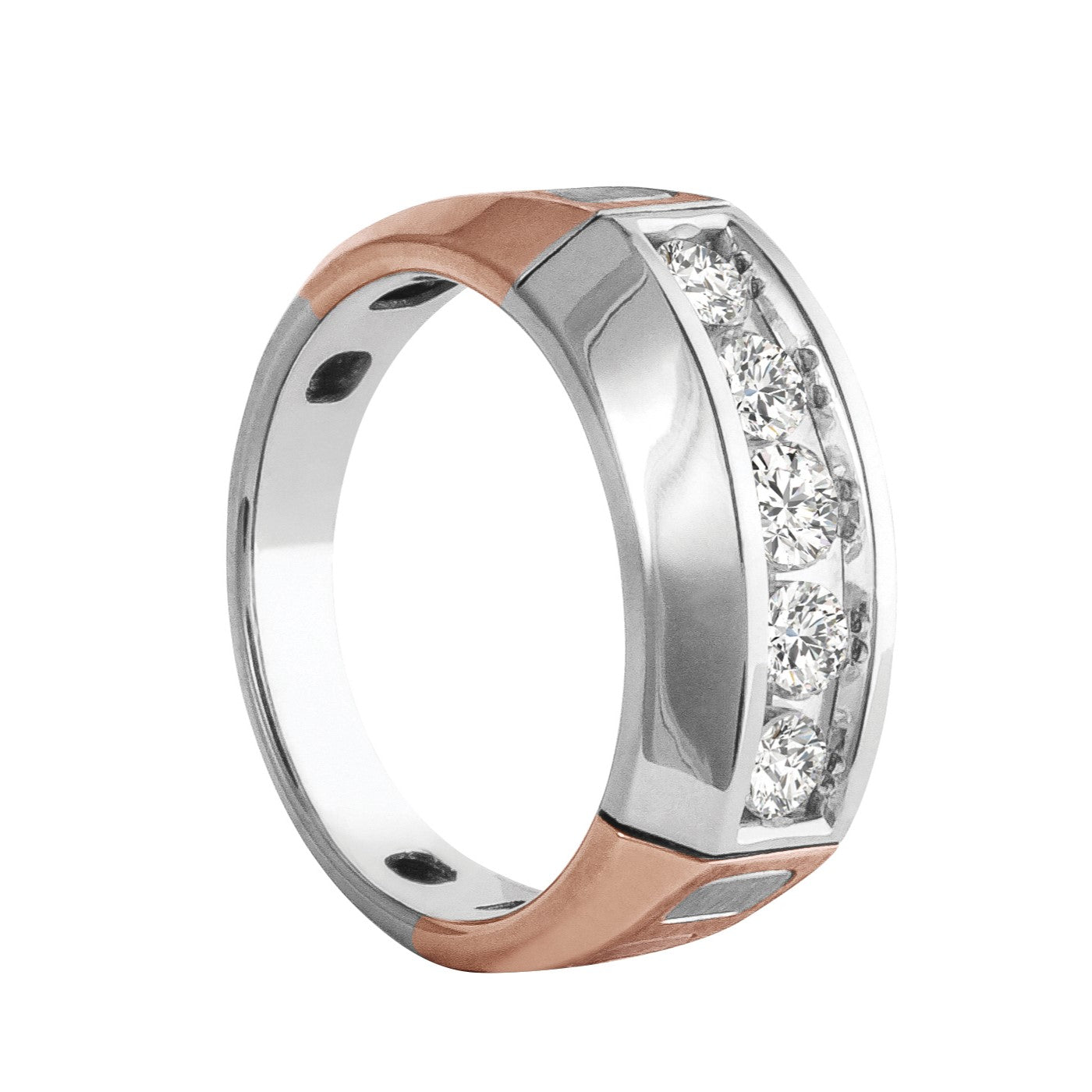 Gents Two Tone 5 Stone Diamond Band