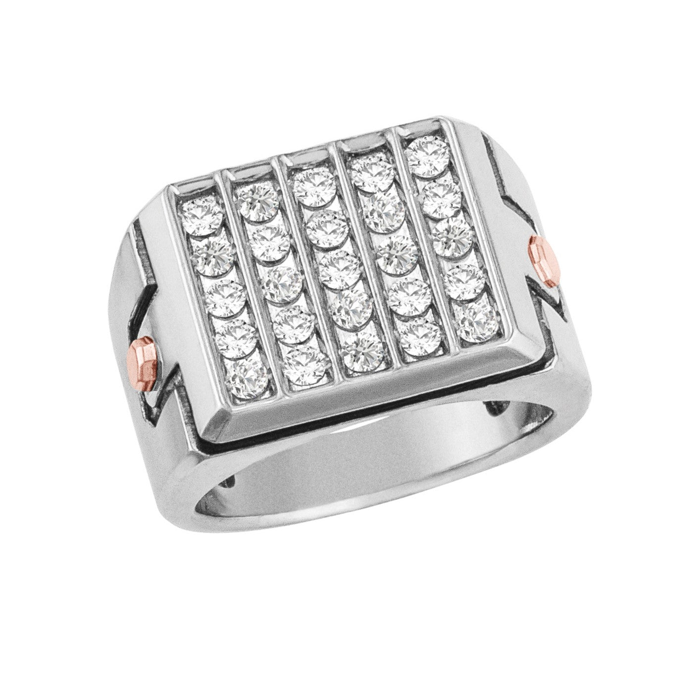 Gents Two Tone Cluster Diamond Band