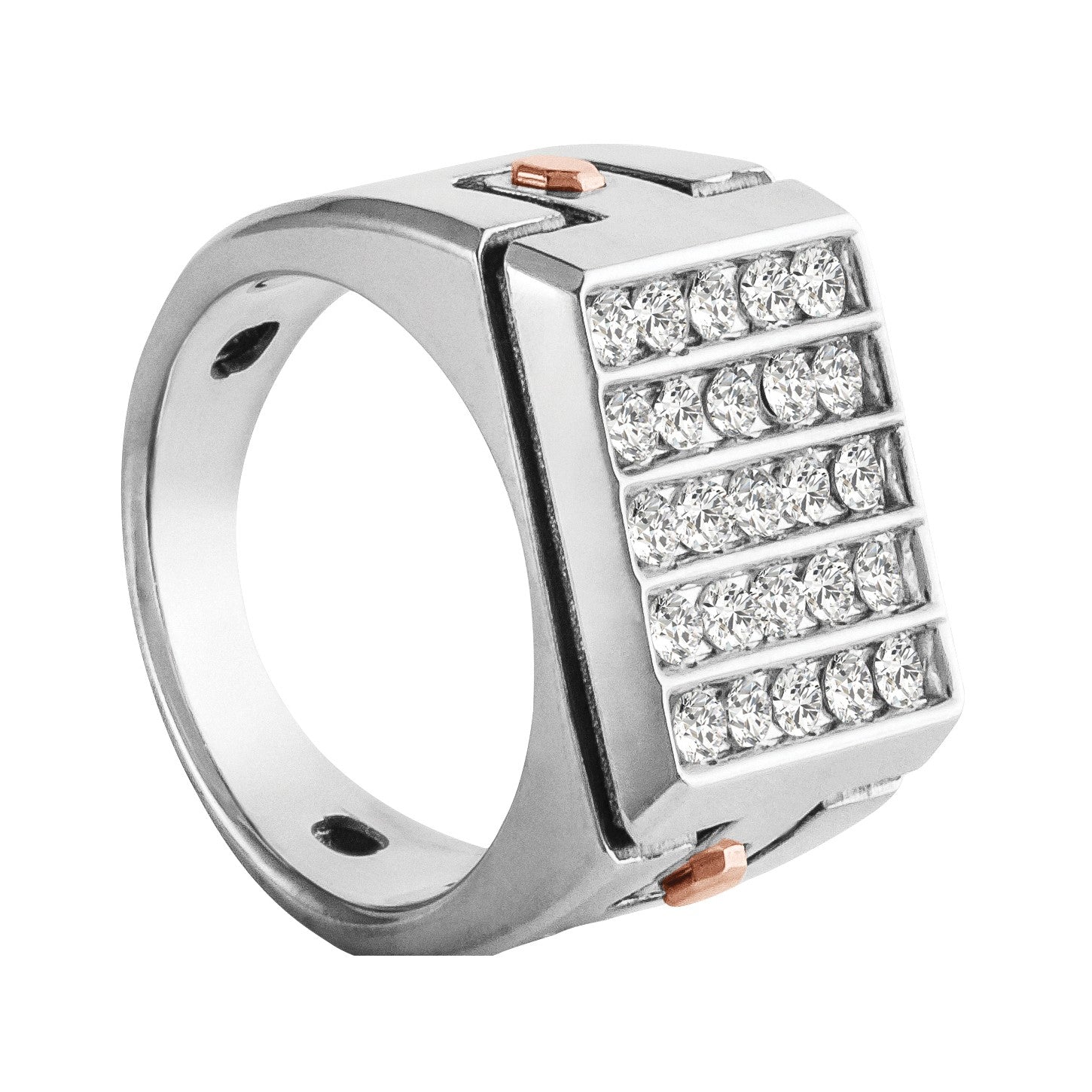 Gents Two Tone Cluster Diamond Band