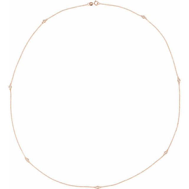 14k Rose 1/4 Ctw Natural Diamond 7-station 24' Necklace
