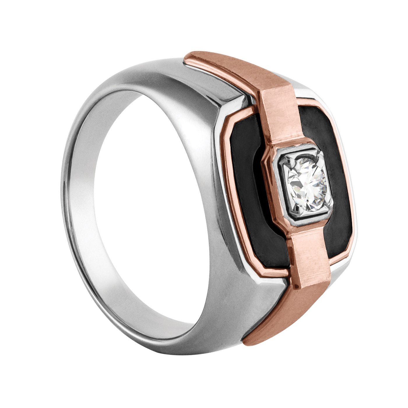 Gents White/rose Diamond Solitaire Ring