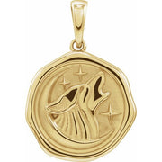 14K Yellow Wolf Spirit Animal Pendant