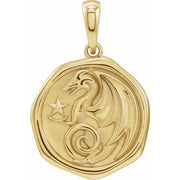 14K Yellow Dragon Spirit Animal Pendant