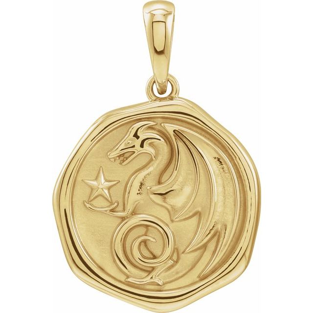 14K Yellow Dragon Spirit Animal Pendant