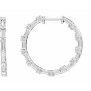 14K White 1 CTW Lab-Grown Diamond Inside-Outside 25.1 mm Hoop Earrings