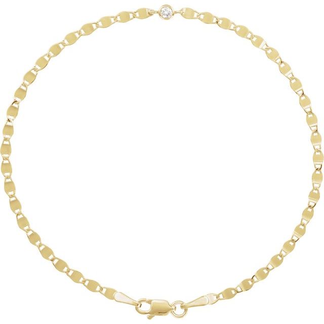 14K Yellow .06 CT Natural Diamond Bezel-Set Link 7 1/2' Bracelet