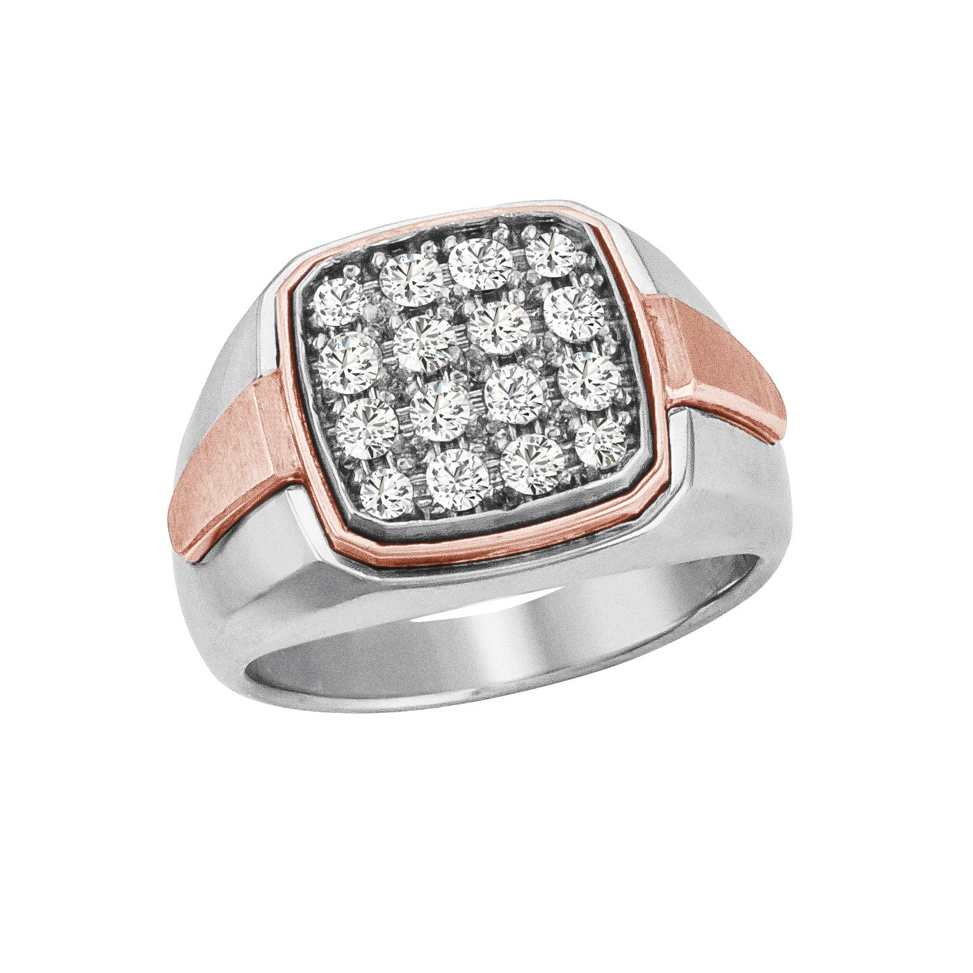 Gents Two Tone Cluster Diamond Band