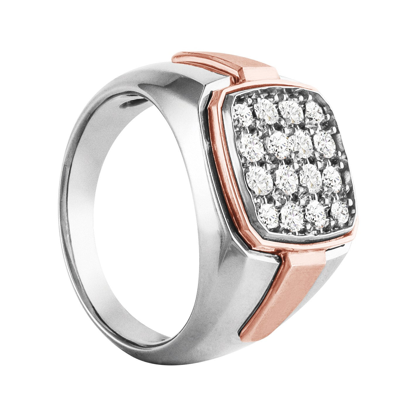 Gents Two Tone Cluster Diamond Band