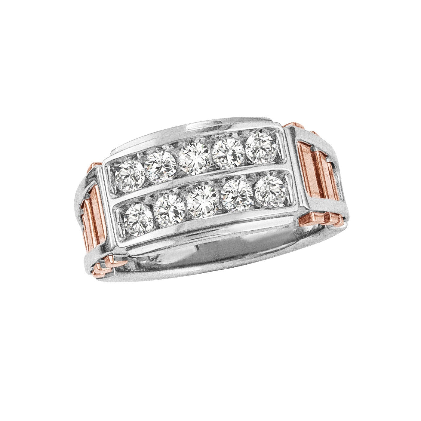 Gents Two Tone 10 Stone Diamond Band