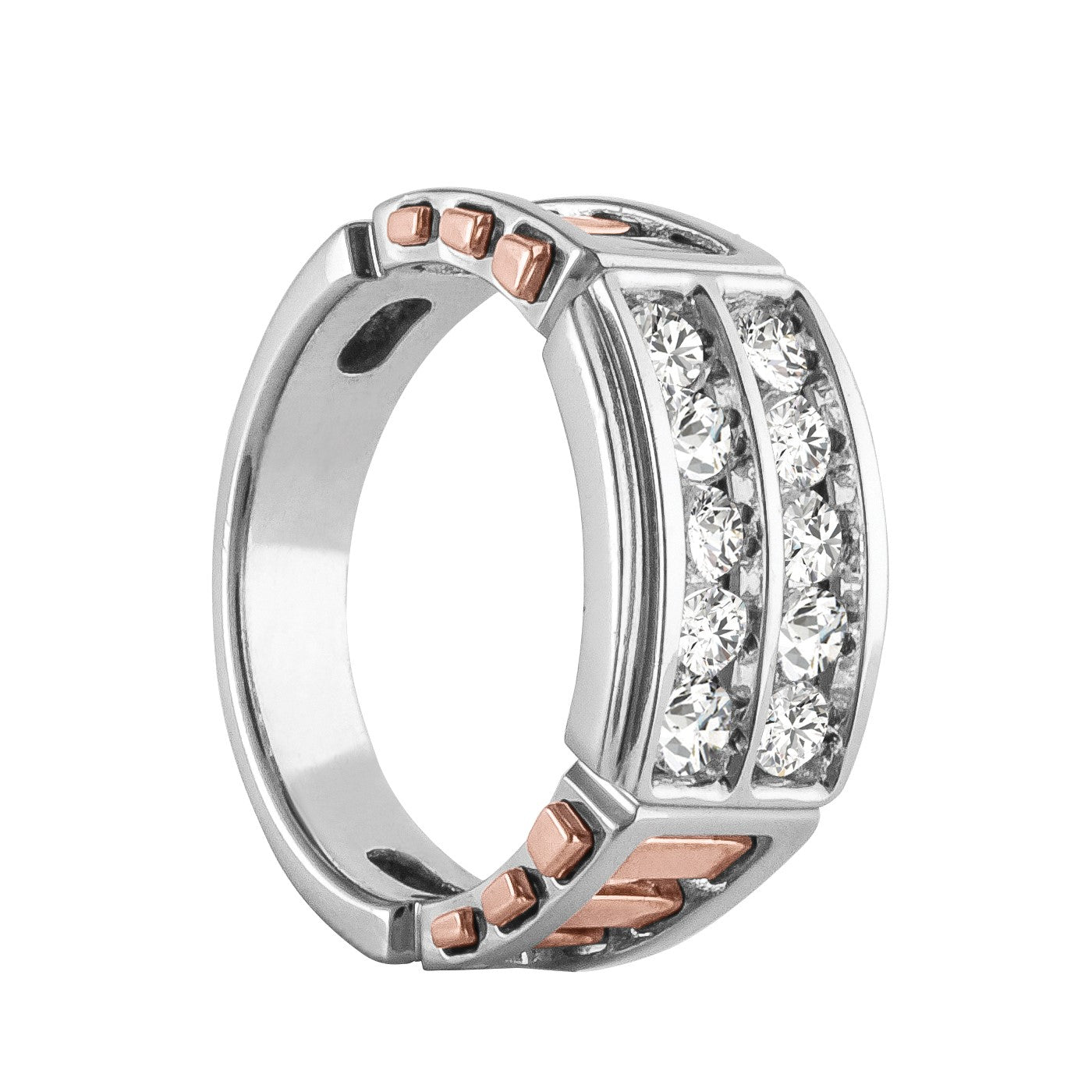 Gents Two Tone 10 Stone Diamond Band